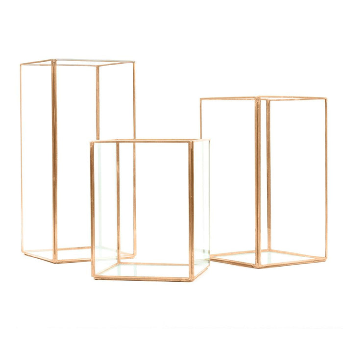 Set of 3 Geometric Candle Holders-Set of 3-Koyal Wholesale-Copper-