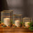Set of 3 Glass Ribbed Hurricane Candle Holders-Set of 3-Koyal Wholesale-Gold-