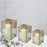 Set of 3 Glass Ribbed Hurricane Candle Holders-Set of 3-Koyal Wholesale-Gold-