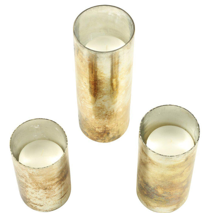 Set of 3 Mercury Glass Cylinder Vases Set-Set of 3-Koyal Wholesale-Silver-