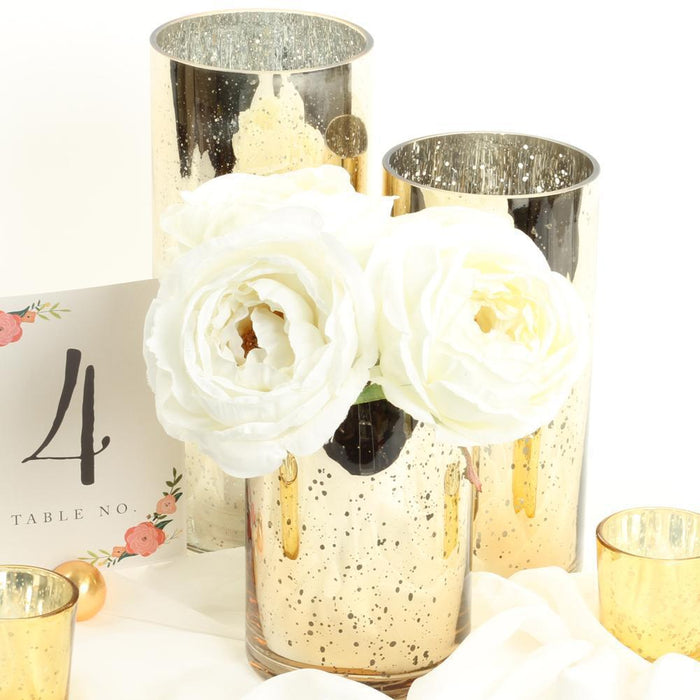 Set of 3 Mercury Glass Cylinder Vases Set-Set of 3-Koyal Wholesale-Silver-
