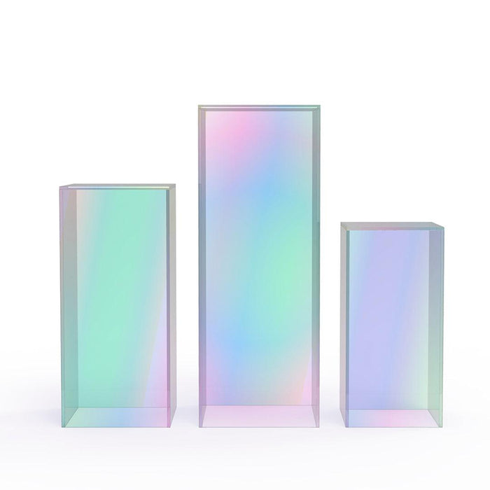 Set of 3 Modern Acrylic Pedestal-Set of 3-Koyal Wholesale-Iridescent-
