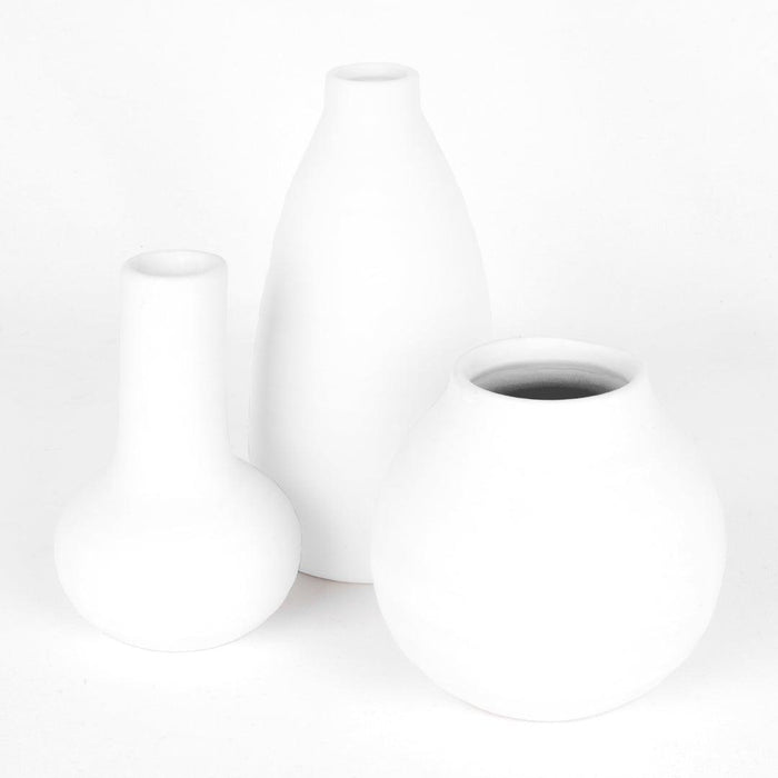 Set of 3 Modern Minimalist Ceramic Vases-Set of 3-Koyal Wholesale-Matte White-