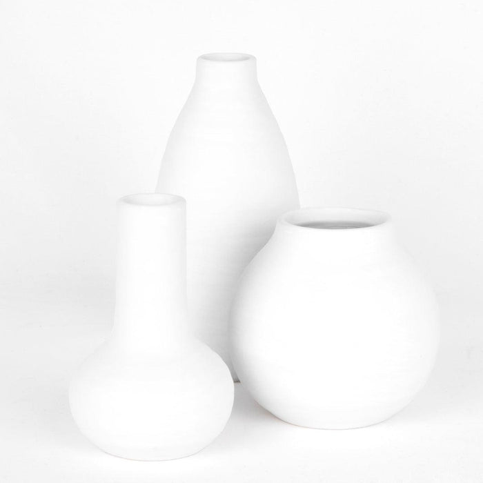 Set of 3 Modern Minimalist Ceramic Vases-Set of 3-Koyal Wholesale-Matte White-
