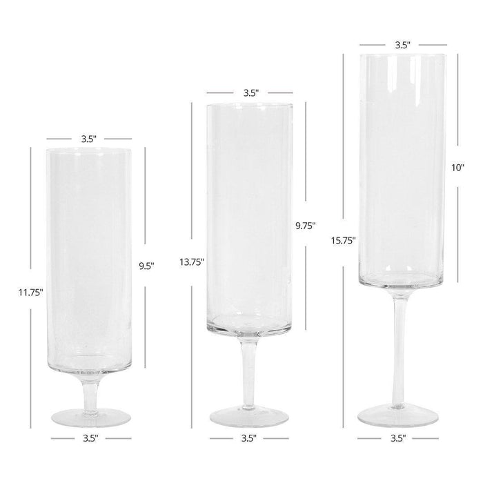 Set of 3 Pillar Candle Hurricane Pedestal Holders-Set of 3-Koyal Wholesale-