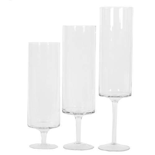 Set of 3 Pillar Candle Hurricane Pedestal Holders-Set of 3-Koyal Wholesale-