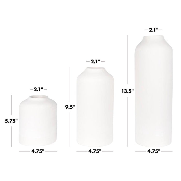 Set of 3 Tall Modern Minimalist Ceramic Vases-Set of 3-Koyal Wholesale-Matte White-
