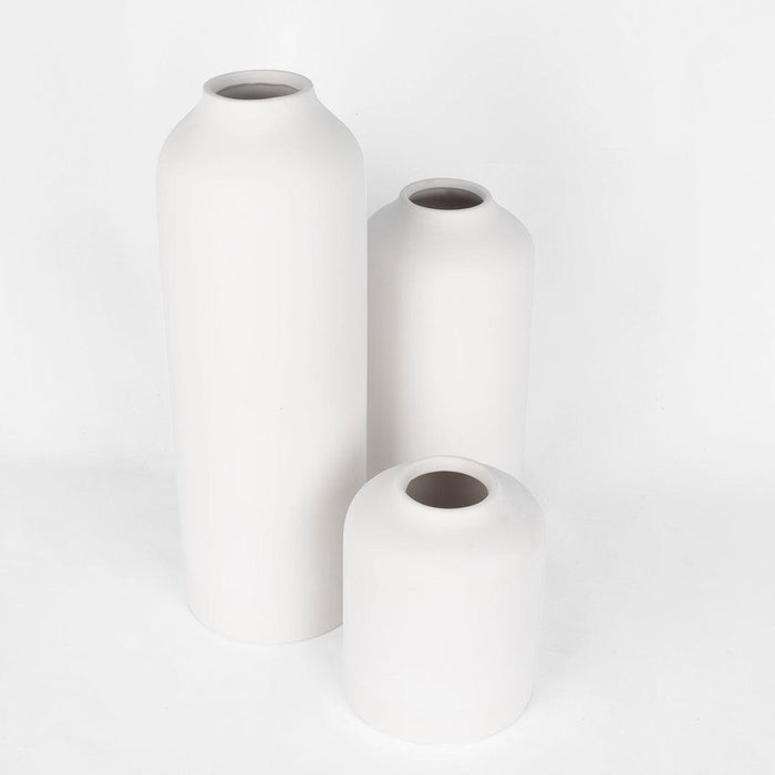 Set of 3 Tall Modern Minimalist Ceramic Vases-Set of 3-Koyal Wholesale-Matte White-