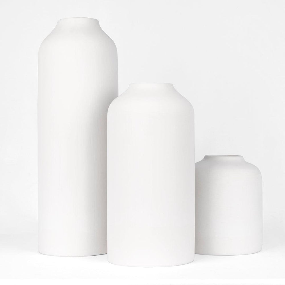 Set of 3 Tall Modern Minimalist Ceramic Vases-Set of 3-Koyal Wholesale-Matte White-