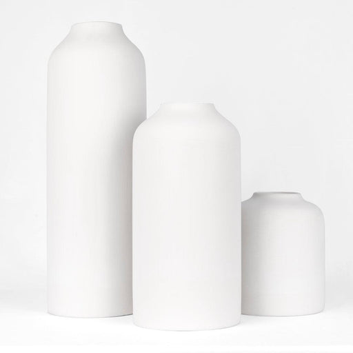 Set of 3 Tall Modern Minimalist Ceramic Vases-Set of 3-Koyal Wholesale-Matte White-