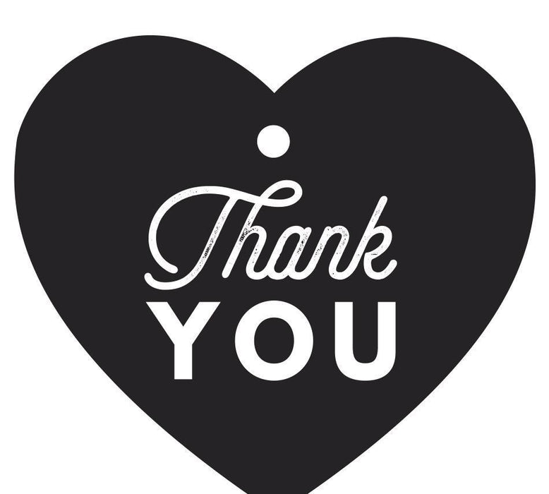 Set of 30 Thank You Heart Gift Tags, Chic Style-Set of 30-Andaz Press-Black-