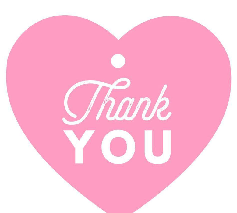 Set of 30 Thank You Heart Gift Tags, Chic Style-Set of 30-Andaz Press-Bubblegum Pink-