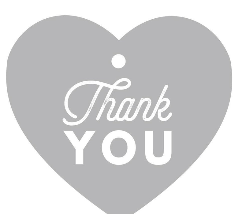 Set of 30 Thank You Heart Gift Tags, Chic Style-Set of 30-Andaz Press-Gray-
