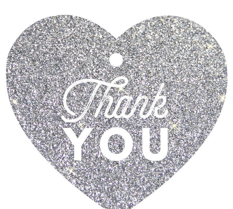 Set of 30 Thank You Heart Gift Tags, Chic Style-Set of 30-Andaz Press-Silver-