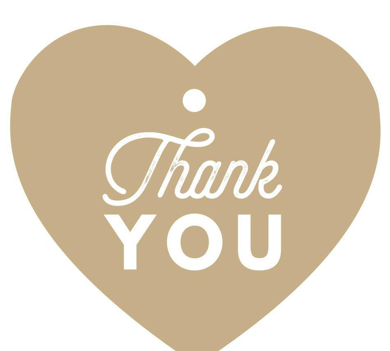Set of 30 Thank You Heart Gift Tags, Chic Style-Set of 30-Andaz Press-Tan-