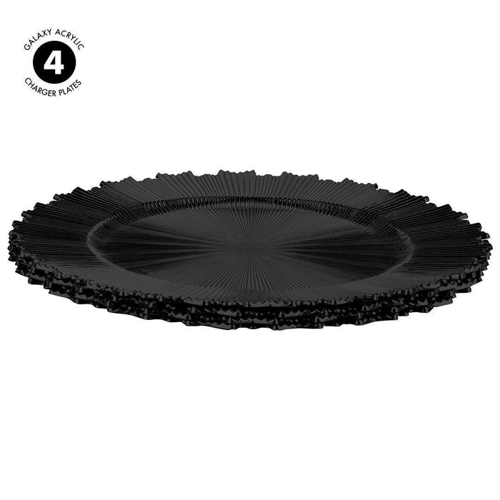 Set of 4 Acrylic Charger Plates Round Galaxy Bulk Pack-Koyal Wholesale-Metallic Black-Set of 1 (4 PC)-