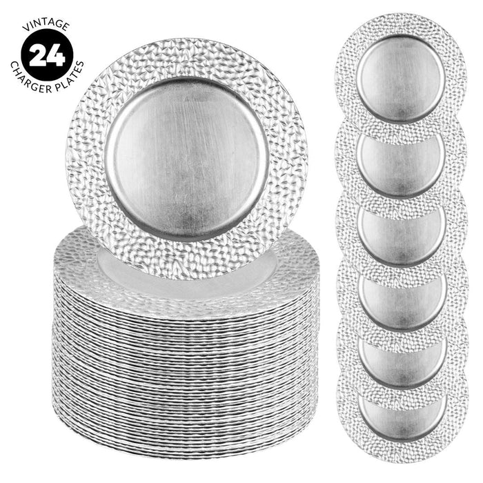 Set of 4 Acrylic Charger Plates Round Modern Industrial Bulk Pack-Koyal Wholesale-Silver-Set of 1 (4 PC)-