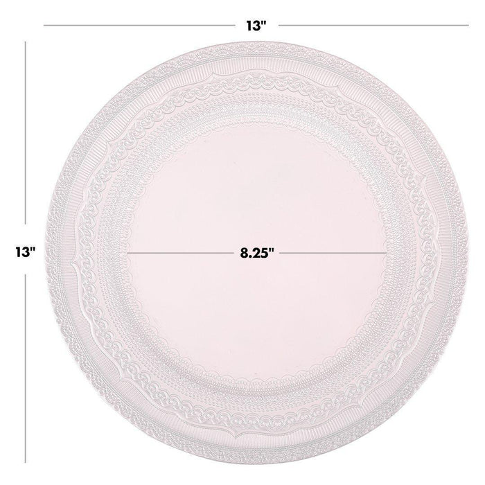 Set of 4 Acrylic Charger Plates Round Vintage Lace Bulk Pack-Koyal Wholesale-Ivory-Set of 1 (4 PC)-