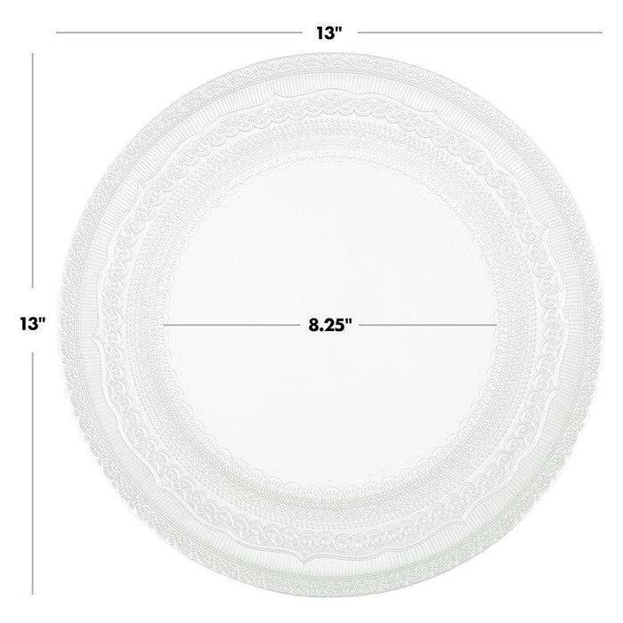 Set of 4 Acrylic Charger Plates Round Vintage Lace Bulk Pack-Koyal Wholesale-Ivory-Set of 1 (4 PC)-