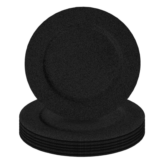 Set of 4 Acrylic Glitter Charger Plates Bulk Pack-Koyal Wholesale-Black-Set of 1 (4PC)-
