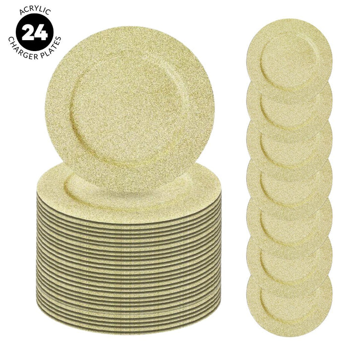 Set of 4 Acrylic Glitter Charger Plates Bulk Pack-Koyal Wholesale-Gold-Set of 6 (24 PC)-