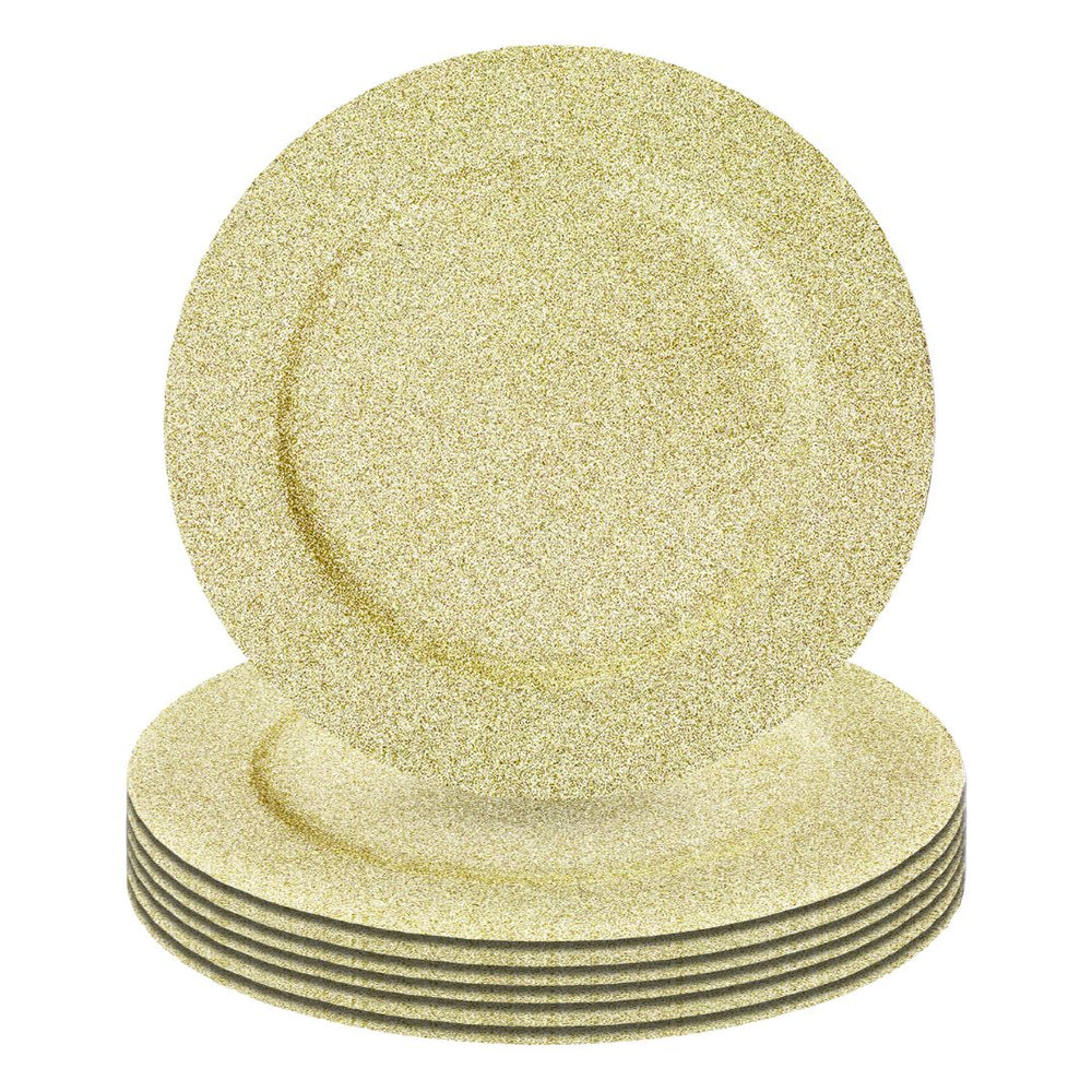 Set of 4 Acrylic Glitter Charger Plates Bulk Pack-Koyal Wholesale-Gold-Set of 1 (4PC)-