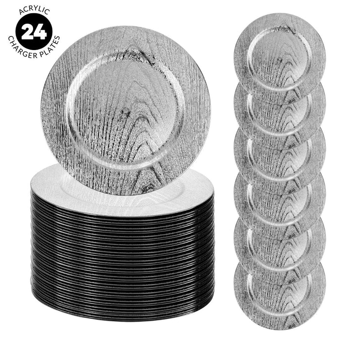 Set of 4 Acrylic Metallic Wood Charger Plates Bulk Pack-Koyal Wholesale-Gold-Set of 1 (4 PC)-