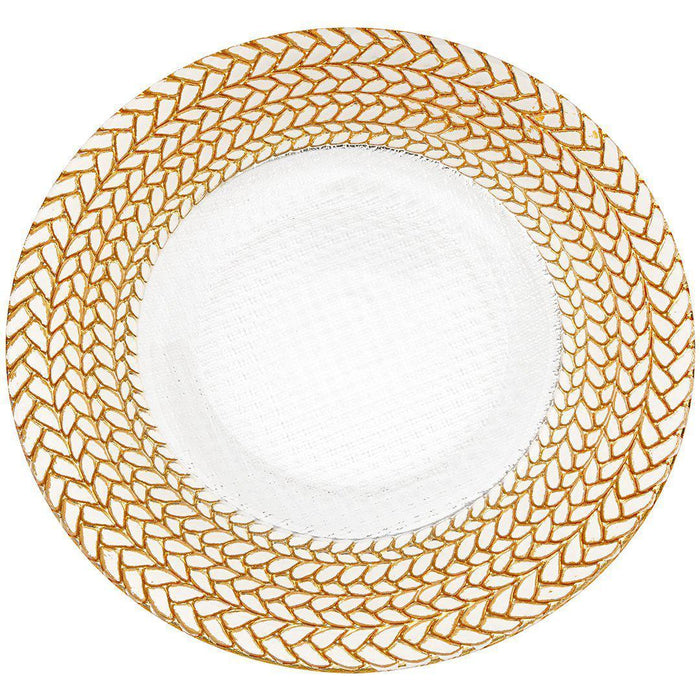 Set of 4 Braided Rim Glass Charger Plates-Set of 4-Koyal Wholesale-Gold-