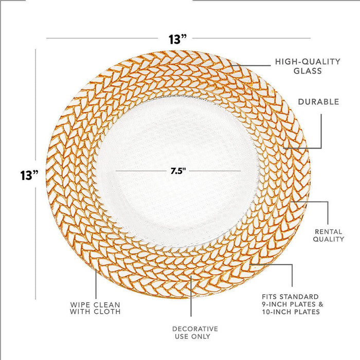 Set of 4 Braided Rim Glass Charger Plates-Set of 4-Koyal Wholesale-Gold-