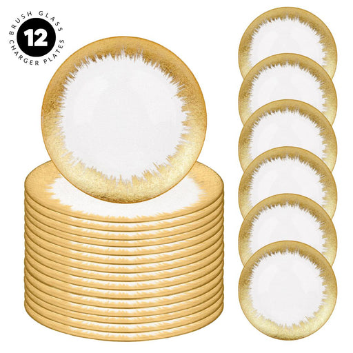 Set of 4 Brush Glass Charger Plates Bulk Pack-Koyal Wholesale-Gold-Set of 1 (4 PC)-