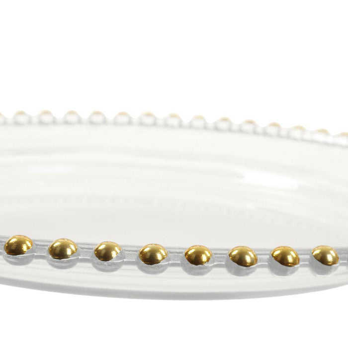 Set of 4 Clear Glass Beaded Couture Charger Plates-Set of 4-Koyal Wholesale-