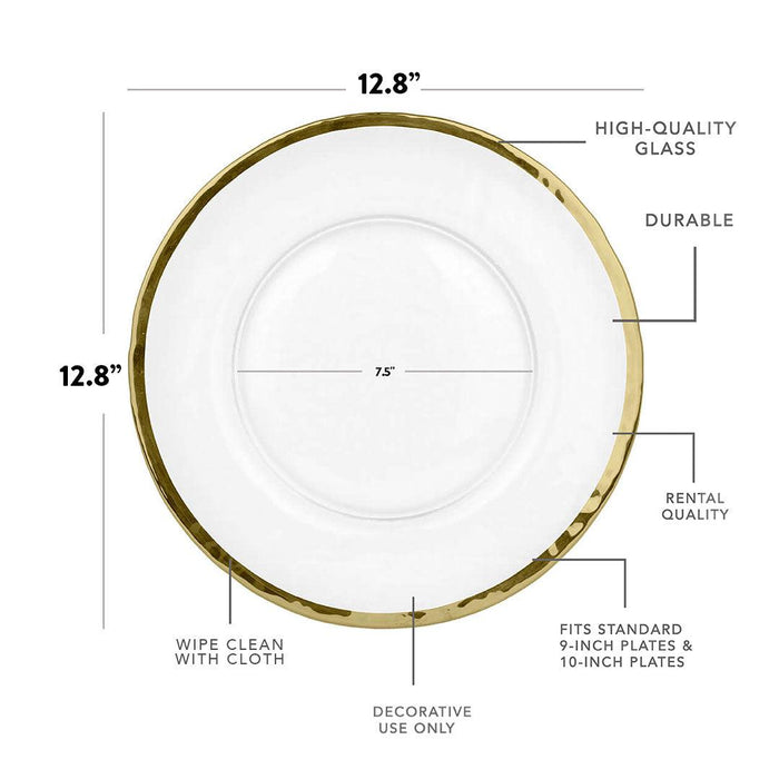 Set of 4 Clear Glass Rim Charger Plates-Set of 4-Koyal Wholesale-Gold-
