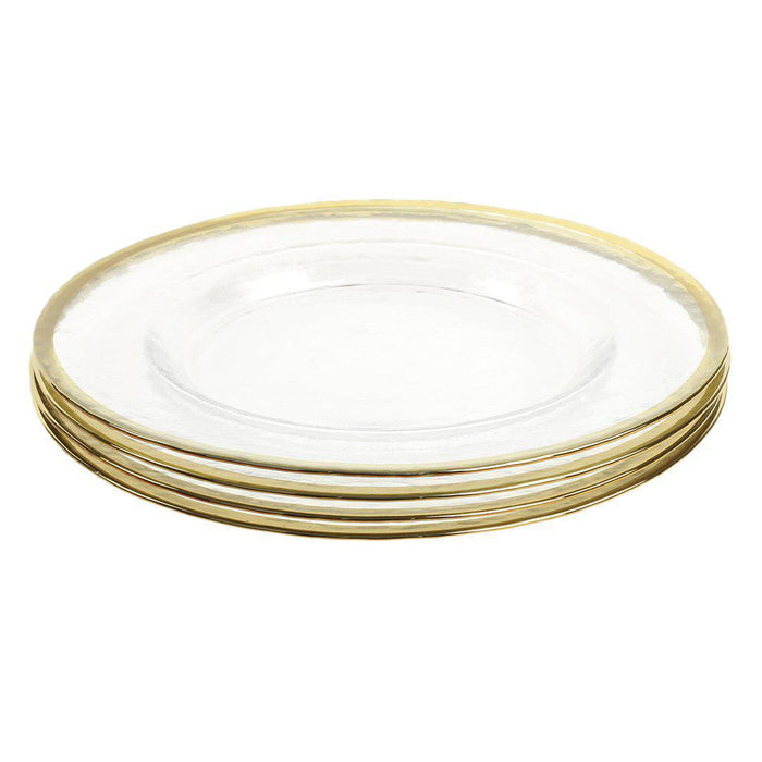 Set of 4 Clear Glass Rim Charger Plates-Set of 4-Koyal Wholesale-Gold-