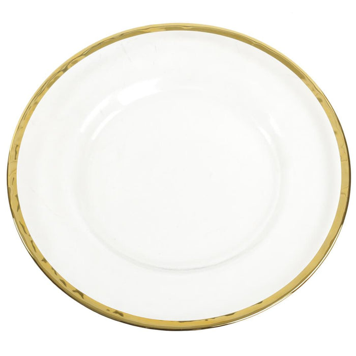 Set of 4 Clear Glass Rim Charger Plates-Set of 4-Koyal Wholesale-Gold-