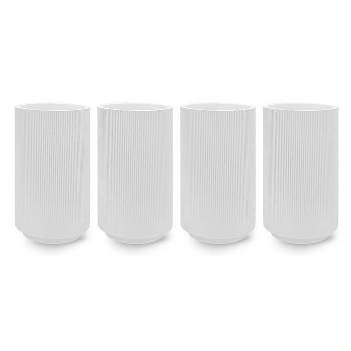 Set of 4 Large Ribbed Cylinder Vases-Set of 4-Koyal Wholesale-Desert Tan-