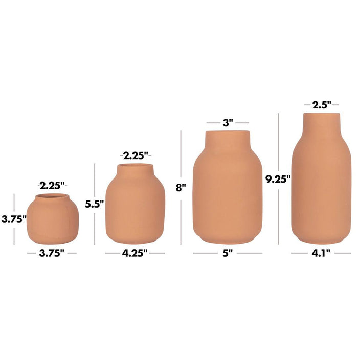Set of 4 Mixed Modern Minimalist Ceramic Vase-Set of 4-Koyal Wholesale-Terracotta-