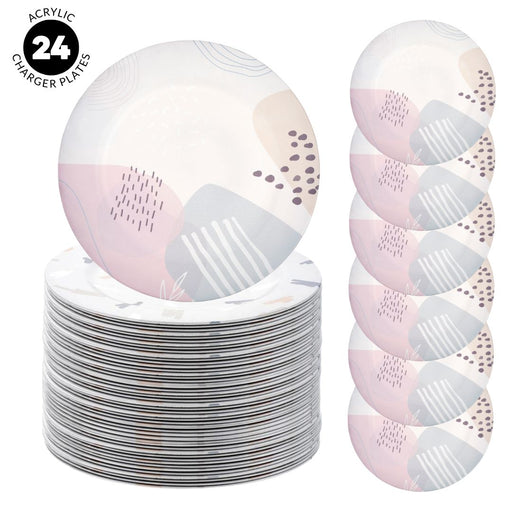 Set of 4 Modern Abstract Shapes Acrylic Charger Plates Bulk Pack-Koyal Wholesale-Set of 1 (4 PC)-