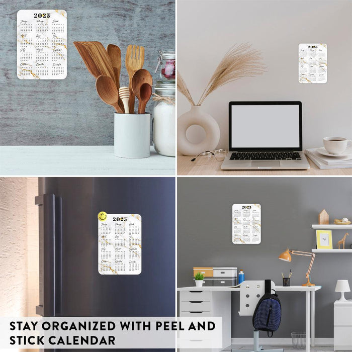 Set of 4 Peel and Stick 2025 Monthly Calendars for Refrigerator, Adhesive Wall Calendar Stickers-Set of 4-Andaz Press-5"x7" Marble-