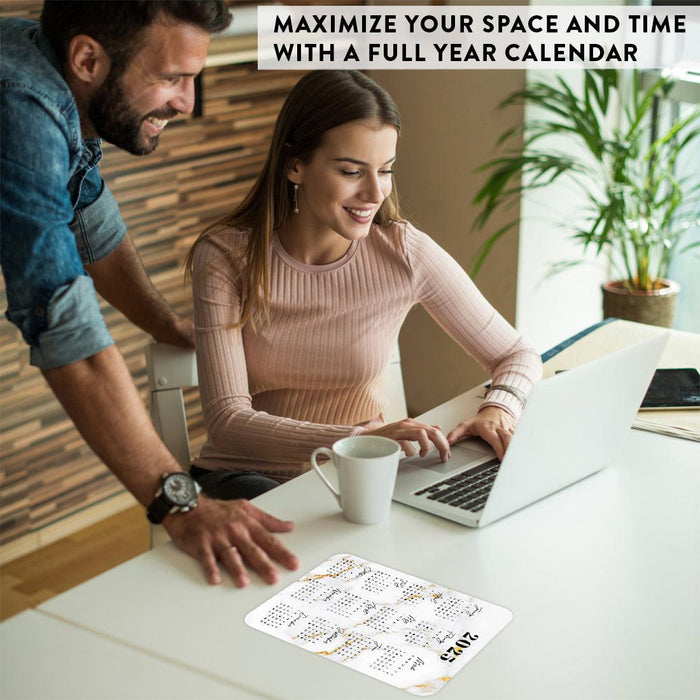 Set of 4 Peel and Stick 2025 Monthly Calendars for Refrigerator, Adhesive Wall Calendar Stickers-Set of 4-Andaz Press-5"x7" Marble-