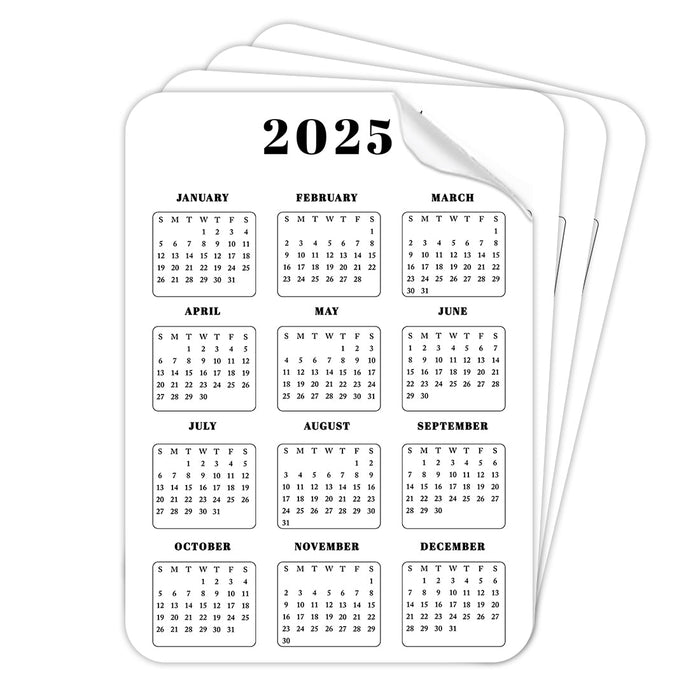Set of 4 Peel and Stick 2025 Monthly Calendars for Refrigerator, Adhesive Wall Calendar Stickers-Set of 4-Andaz Press-5"x7" Classic-