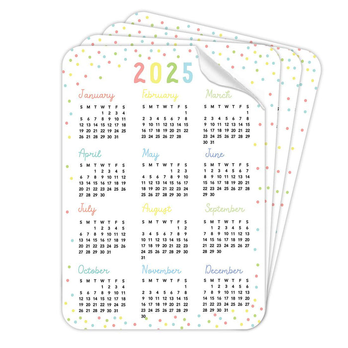 Set of 4 Peel and Stick 2025 Monthly Calendars for Refrigerator, Adhesive Wall Calendar Stickers-Set of 4-Andaz Press-5"x7" Pastel Rainbow-