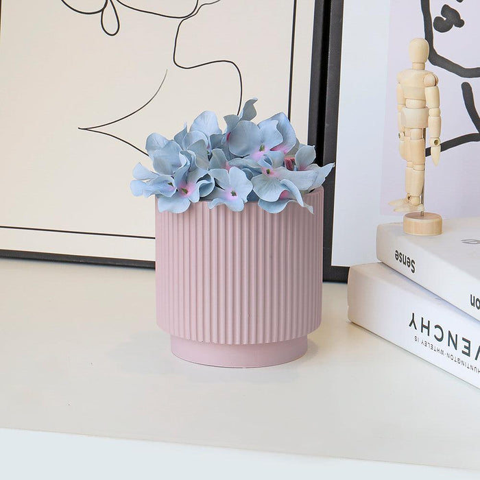 Set of 4 Ribbed Round Modern Vases-Set of 4-Koyal Wholesale-Mauve-