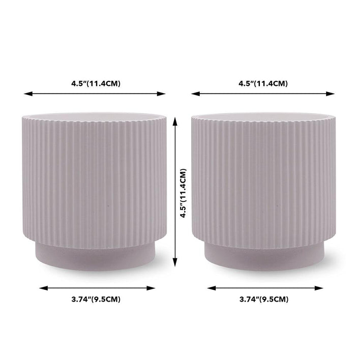 Set of 4 Ribbed Round Modern Vases-Set of 4-Koyal Wholesale-Mauve-