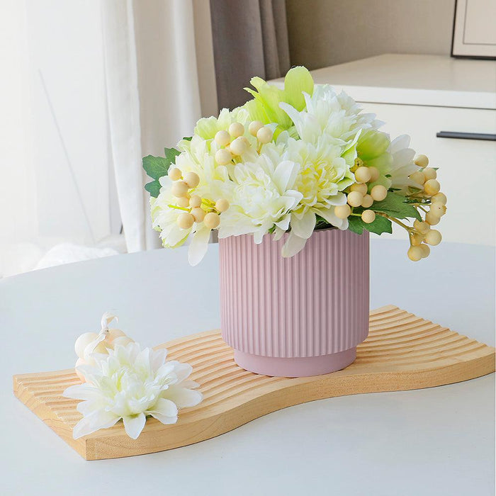 Set of 4 Ribbed Round Modern Vases-Set of 4-Koyal Wholesale-Mauve-
