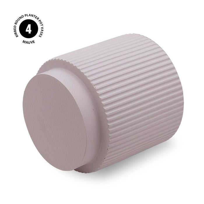 Set of 4 Ribbed Round Modern Vases-Set of 4-Koyal Wholesale-Mauve-