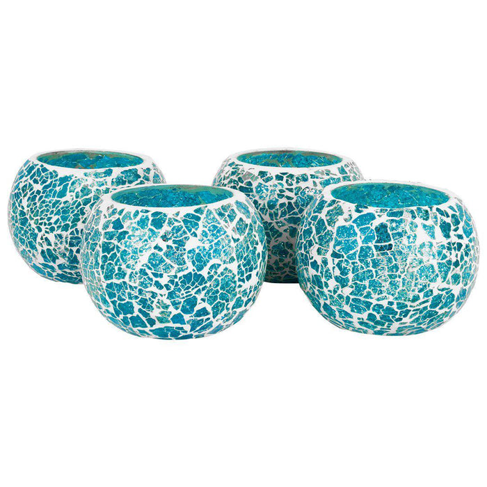 Set of 4 Round Mosaic Votive Candle Holder for Table Centerpiece, Home Decor, Special Occassions and Gifts-Set of 4-Koyal Wholesale-Purple-