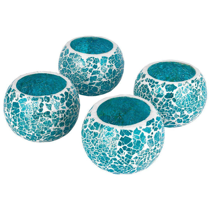 Set of 4 Round Mosaic Votive Candle Holder for Table Centerpiece, Home Decor, Special Occassions and Gifts-Set of 4-Koyal Wholesale-Purple-