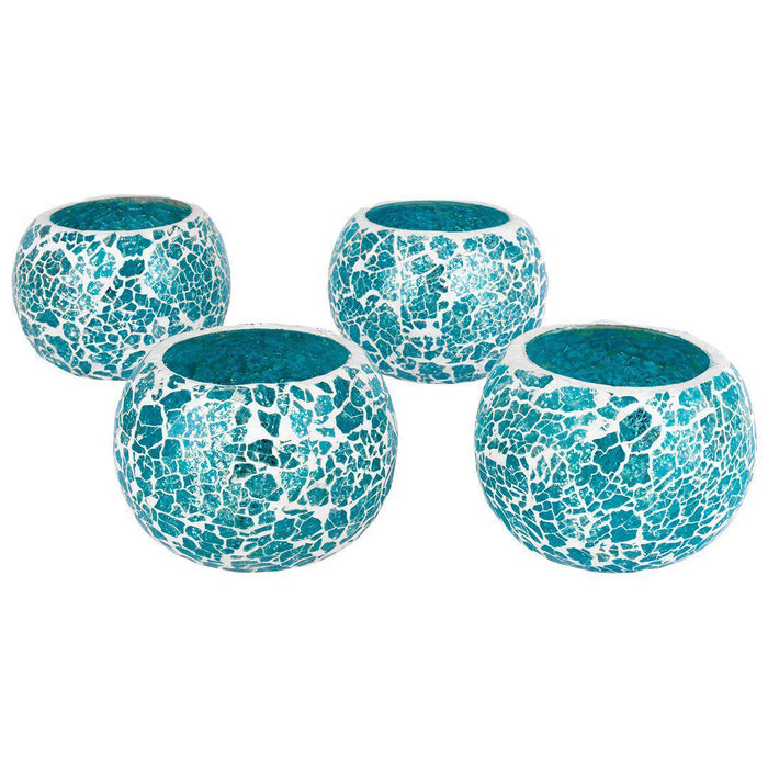 Set of 4 Round Mosaic Votive Candle Holder for Table Centerpiece, Home Decor, Special Occassions and Gifts-Set of 4-Koyal Wholesale-Purple-