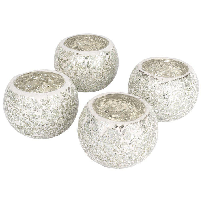 Set of 4 Round Mosaic Votive Candle Holder for Table Centerpiece, Home Decor, Special Occassions and Gifts-Set of 4-Koyal Wholesale-Purple-