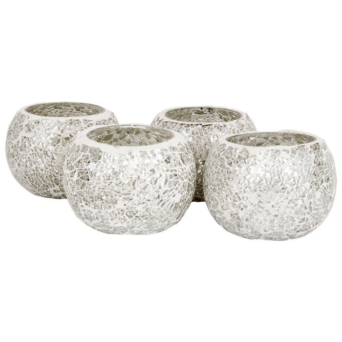 Set of 4 Round Mosaic Votive Candle Holder for Table Centerpiece, Home Decor, Special Occassions and Gifts-Set of 4-Koyal Wholesale-Purple-